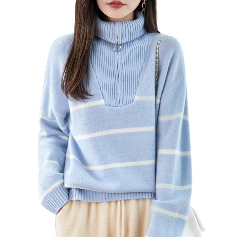 Women's Fashionable Pure Wool Coat - Autumn/Winter Thick Lapel Knitwear Sweater