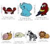7 Styles Cartoon Mini Animal Enamel Brooches Cute Crab Elephant Snail Zebra Parrot Lion Shaped Pins For Women Girls Badge