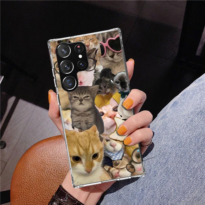 Crying Cat Memes Phone Case For Samsung Galaxy S24 S25 Edge S26 Ultra S23 S22 S21 Plus S20 FE + Personalized Print Cover Galaxy