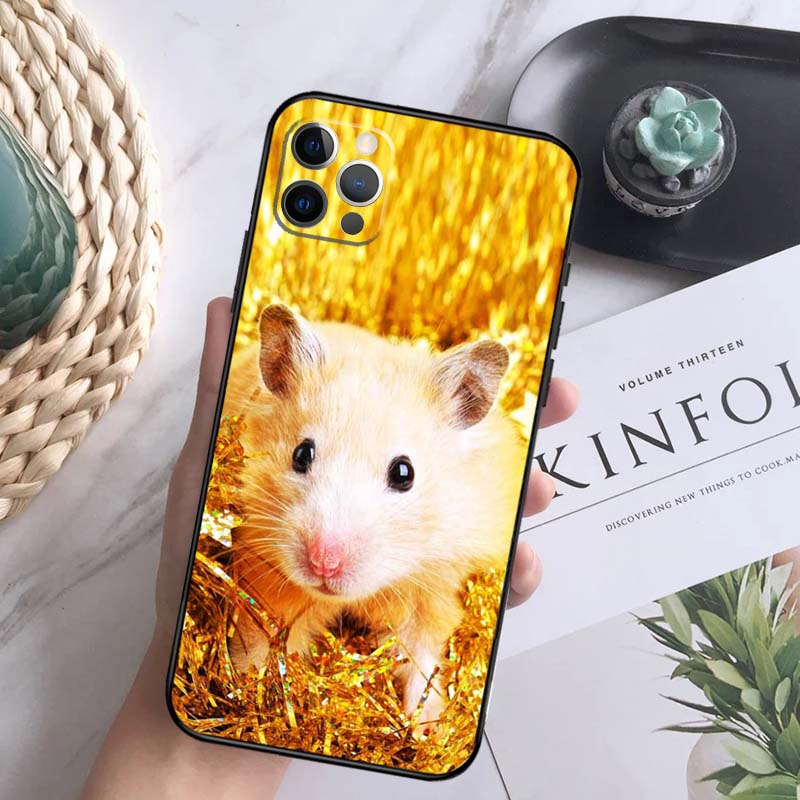 Cute Adorable Hamster Soft Case For iPhone 16 Pro Max 13 12 Mini XS Max X XR 11 15 Pro Max 14 Plus Back Cover