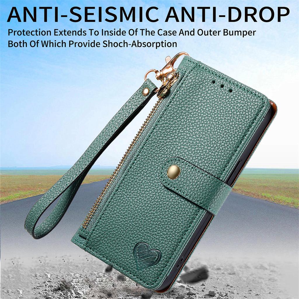 For Samsung Galaxy A15 4G/5G Phone Case Heart Pattern Leather RFID Blocking Cover