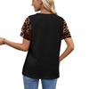Women’s Summer Casual Round Neck Printed Double Layer Short Sleeve Pullover T Shirt Top for Daily Wear