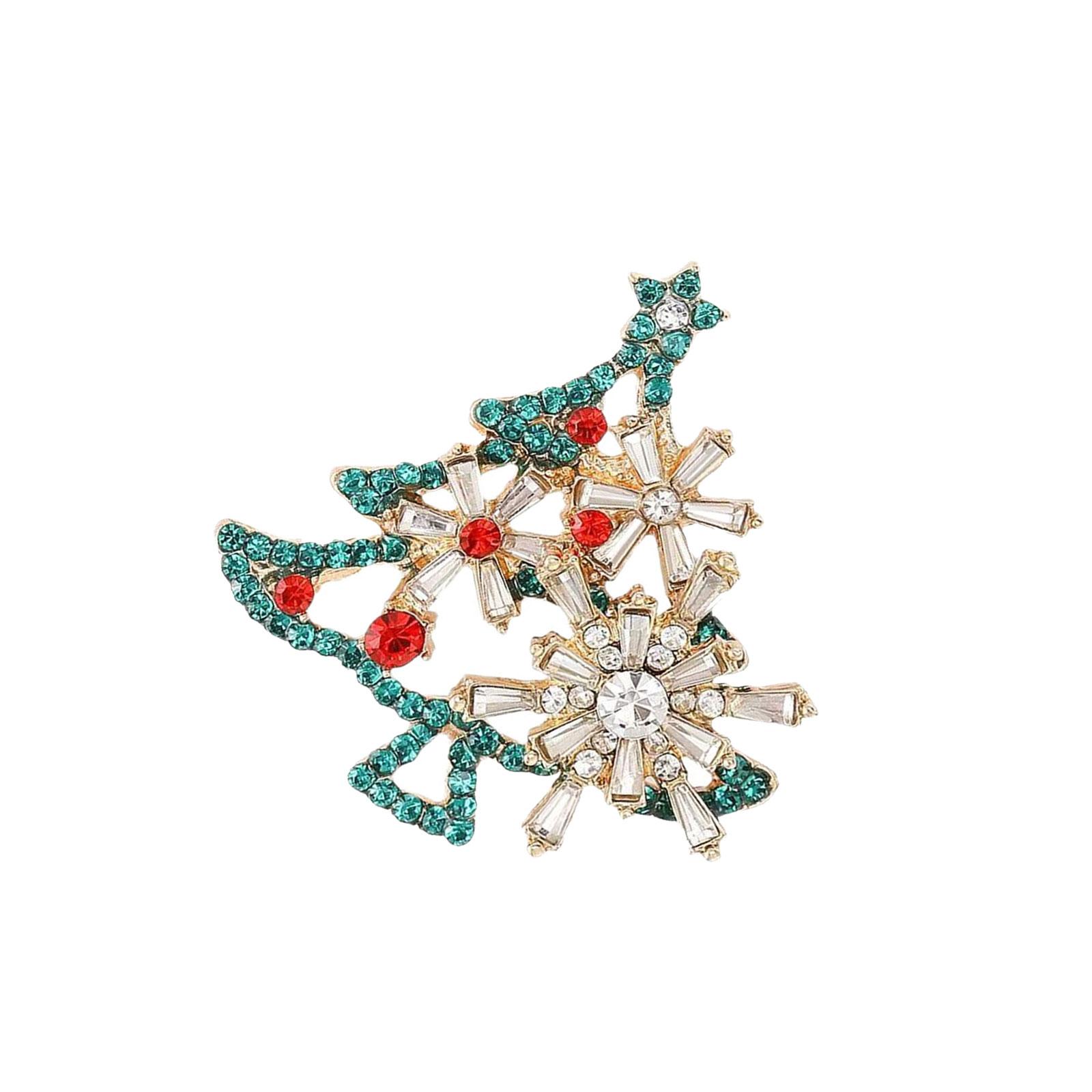 

Sparkling Crystal Christmas Tree Pin Festive Alloy Jewelry Festive Outfit Accessory Durable Party Wear Gift Idea 1