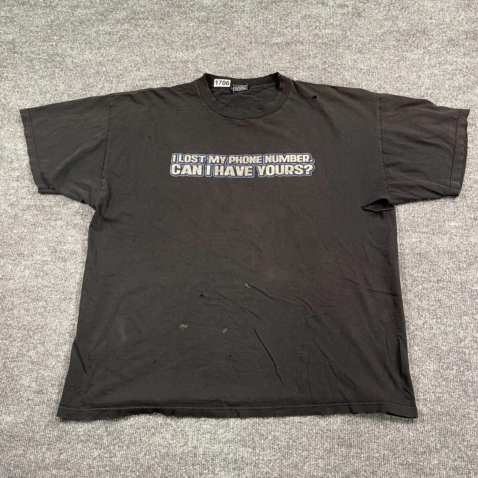 

Vintage Y2K Funny Cheeky I lost My Number Can I Have Yours Shirt 2XL 26x28 Black XL