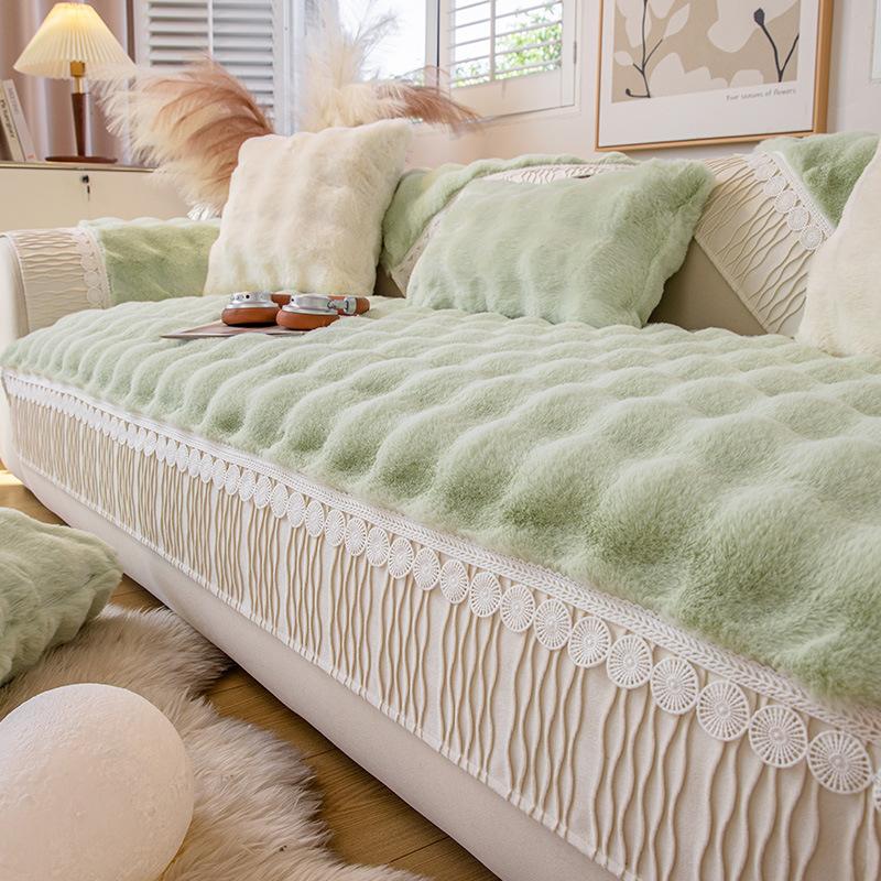 Bunny Cashmere Sofa Cushion Winter Thickened Fleece Cushion Non-Slip Leather Sofa Cover Autumn and Winter New Cover Towel