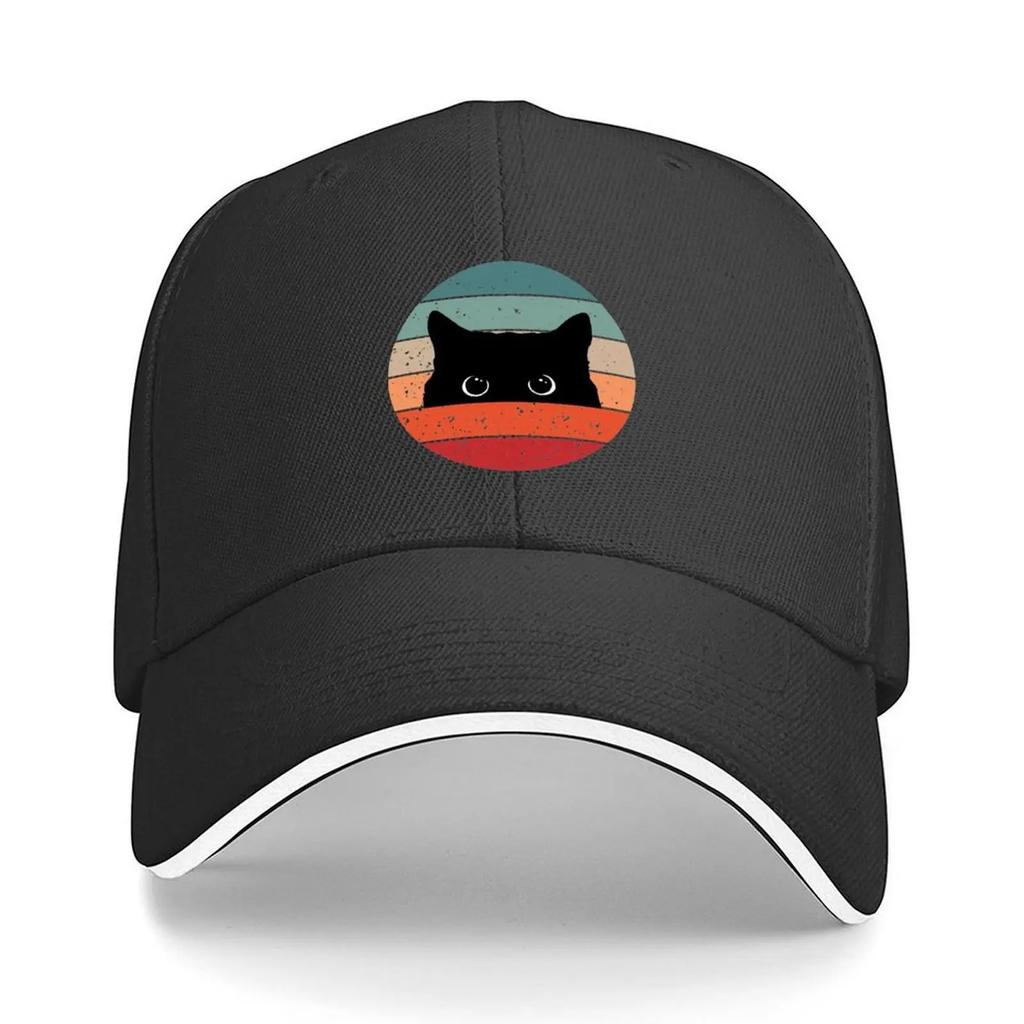 Black Cat Peeking Vintage Baseball Cap Birthday Sun Caps Hat Unisex Luxury Snapback Cap Womens Beach Unisexs