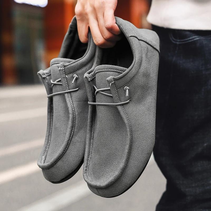 

YRZL парусинові туфлі тонкий низ м’яке весна осінь зима чоловіче повсякденне плоске взуття легке зручне модне універсальне взуття чоловіче 36 темно-сірий колір