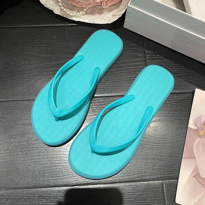 Flip-flops For Women, Macaron Color Matching, Non-slip Simple Slippers, Solid Color Flip-flops, Seaside Beach Sandals