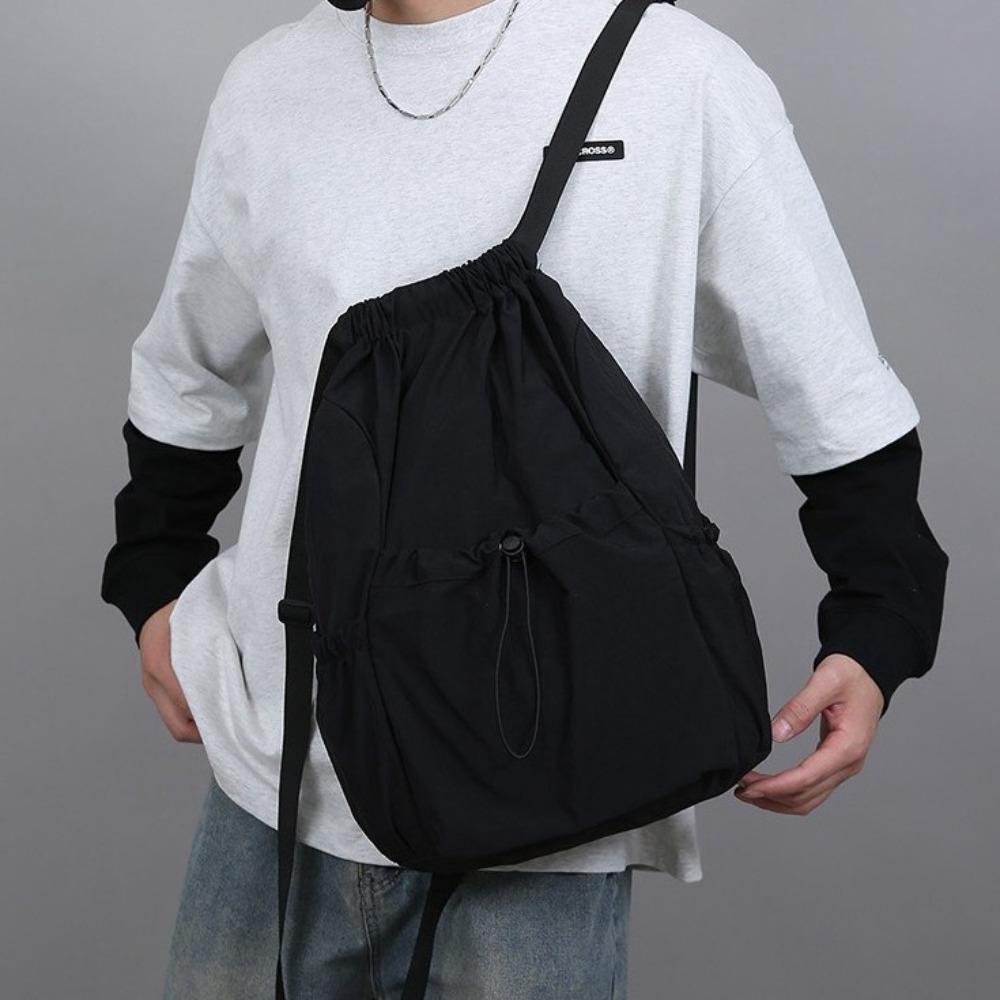Korean Style Travel Backpack Solid Color Student Schoolbag Casual Drawstring Backpack  Sports