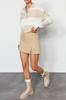 Women's Fashion Black Slit Woven Short Skirt