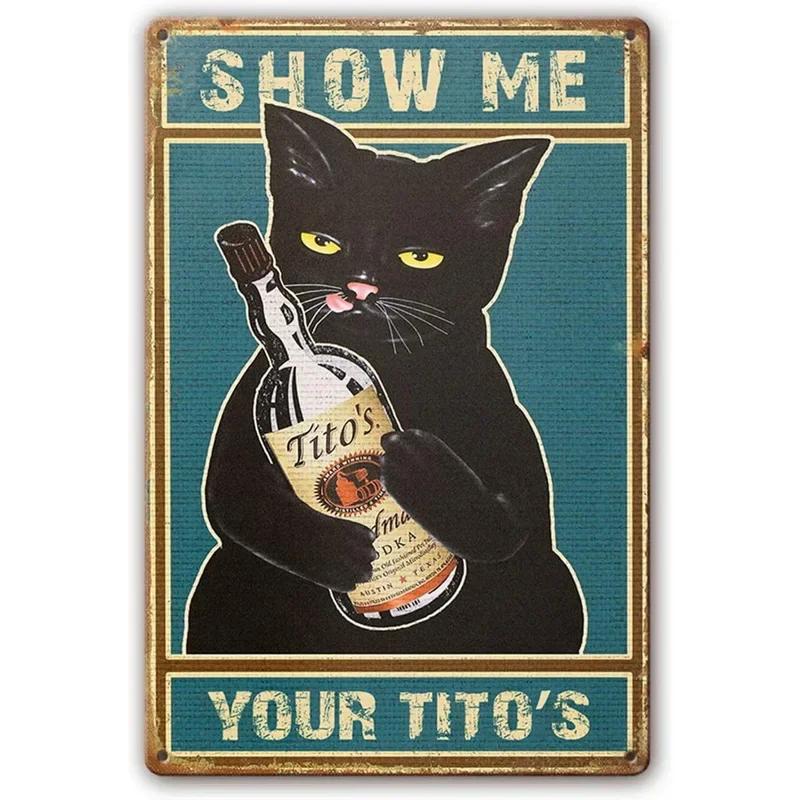 Cats Decor Funny Metal Tin Signs I Love you to the moon and Back Cat Posters for Home Bathroom cafe Pub Bar Gifts for Cat Lov