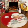Santa Claus Circular Carpet Soft Washable with Anti Slip Bottom Living Room Bedroom Home Decoration Perfect Christmas Decoration