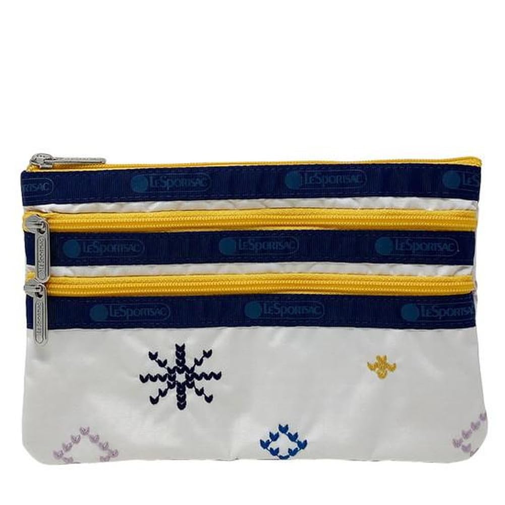 Косметичка LeSportsac с 3 молниями, женская, 7158 (FAIR ISLE IVORY EMB) [Использовал]