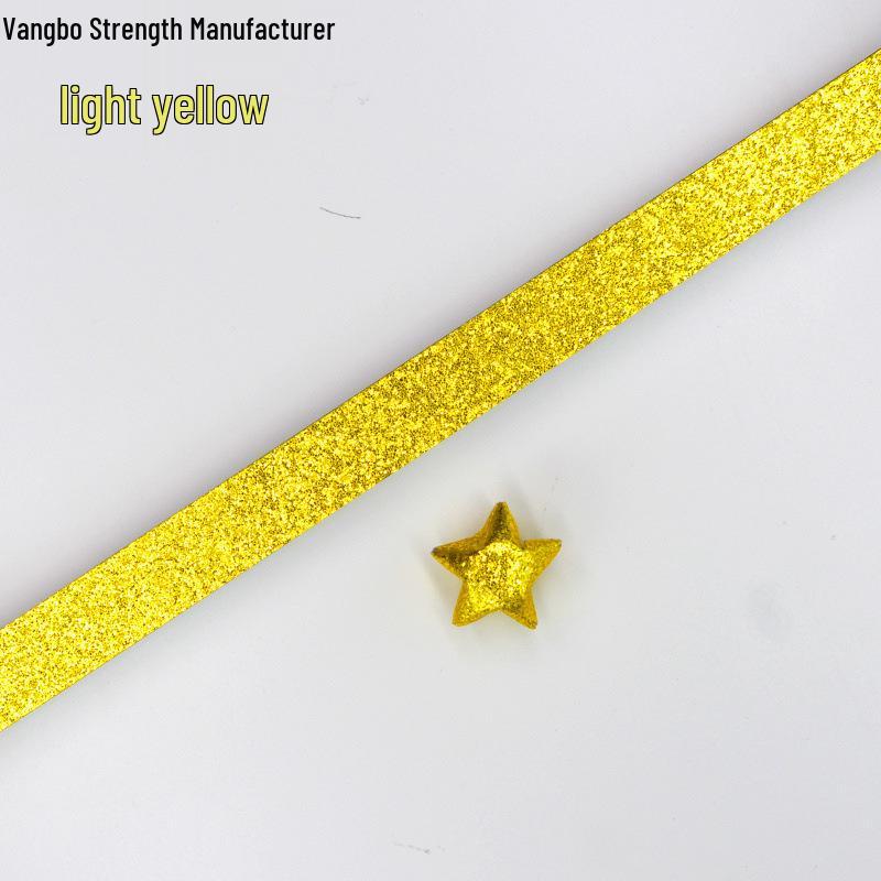 Silver Star Origami Paper Strips with Rhinestones Glitter - Pastel Colors for Lucky Five-Pointed Stars.