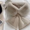 Winter Scarf Women's Knitted New Korean Version Student Thickened Warm Plush Scarf Woolen Cross Wool Collar