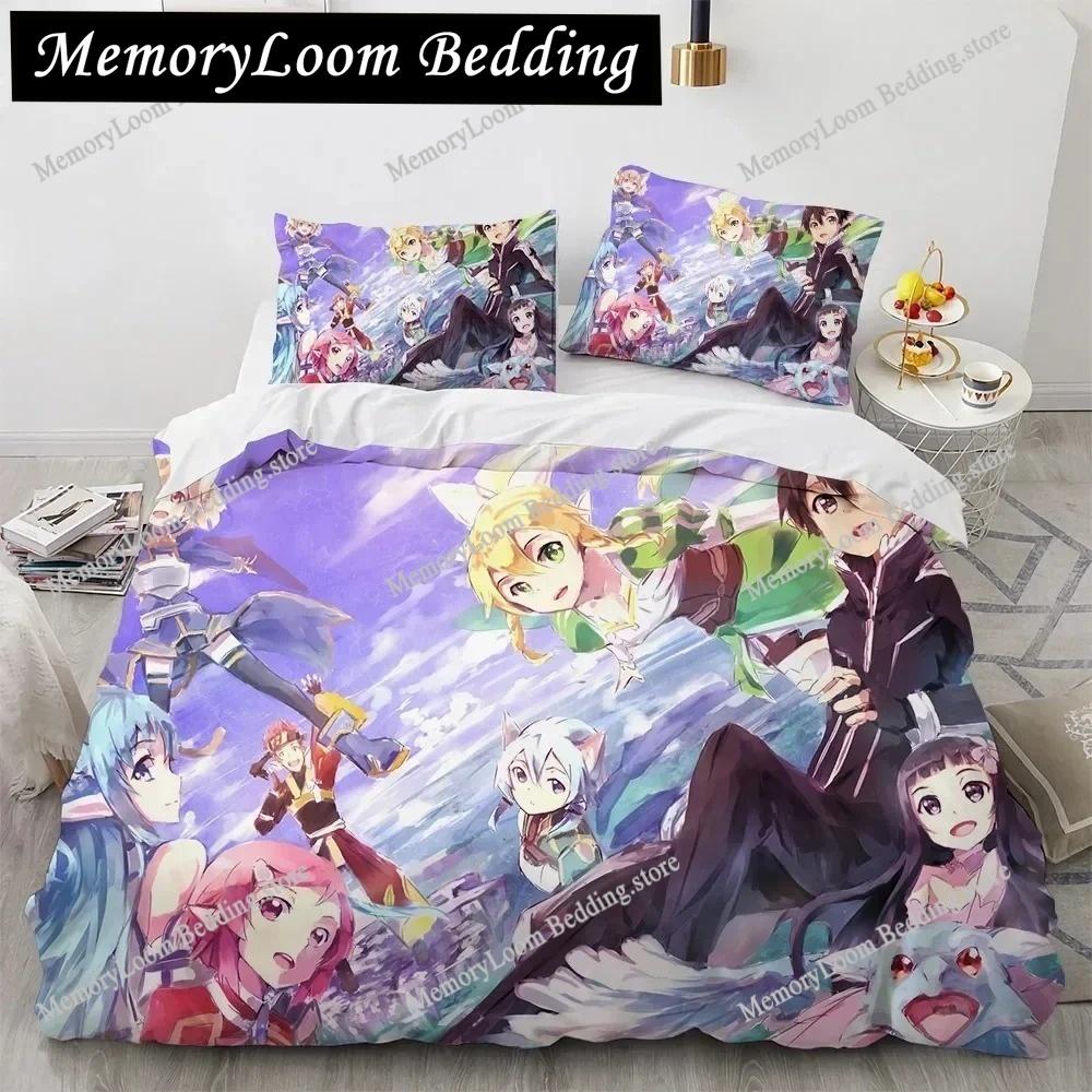 Sword Art Online Bedding Set Anime Duvet Covers King Queen Double Twin Size Adults Bed Linens Single Double Size Bedding Set