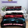 3PC Custom Name "Neon Sports Cars Artwork" Bedding Set Duvet Cover Closure Includes 1 Duvet Cover & 2 Pillowcases for Bedroom