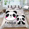 Panda Bedding Set for Kids Boys Girls Cute Cartoon Giant Panda Duvet Cover Set King/Queen Size Yellow Soft Polyester Quilt Cover