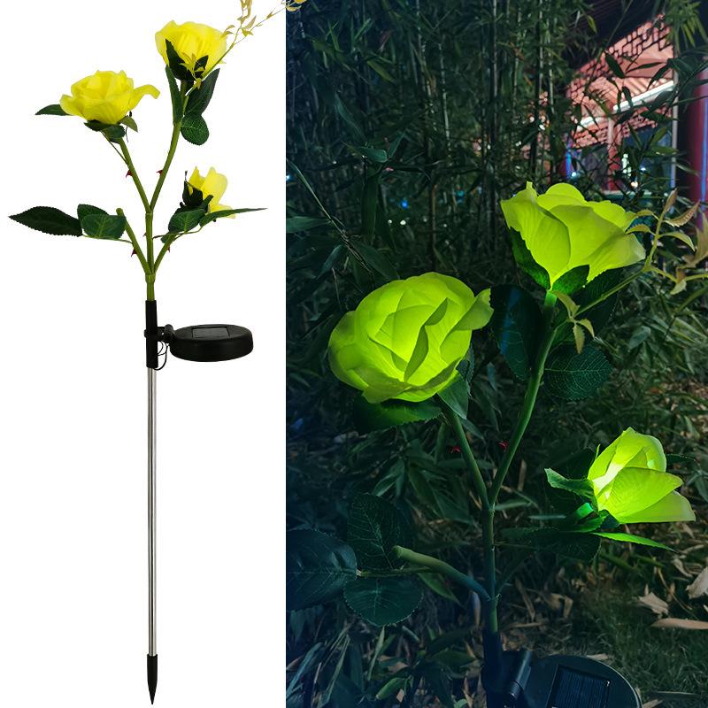LED Solar Rose Flower Lights: 3, 5, or 6-Head Options for Outdoor Garden and Lawn Decoration