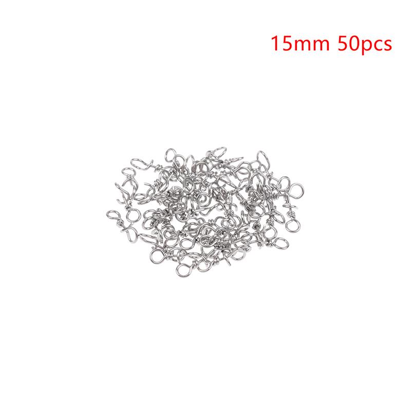 

50Pcs Stainless Steel Quick Lock Snap Spring Clamp Buckle Lure Drop Rigs Safety Connector Bait Hook for Fishing - Strengthened