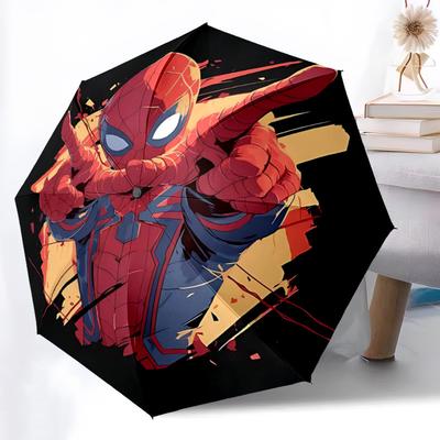 1pc Spider-Man Automatic Folding Umbrella - Compact 8-Rib Design, Durable Plastic & Iron, Daily Use F104009