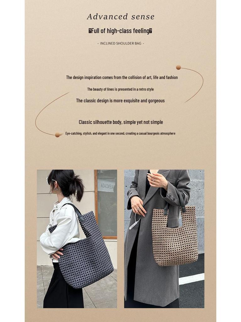 Luxury Silk Satin Tote with Windmill Knot Design - Handwoven, Hollow Niche, Large Capacity, Mother-Child Bag Available