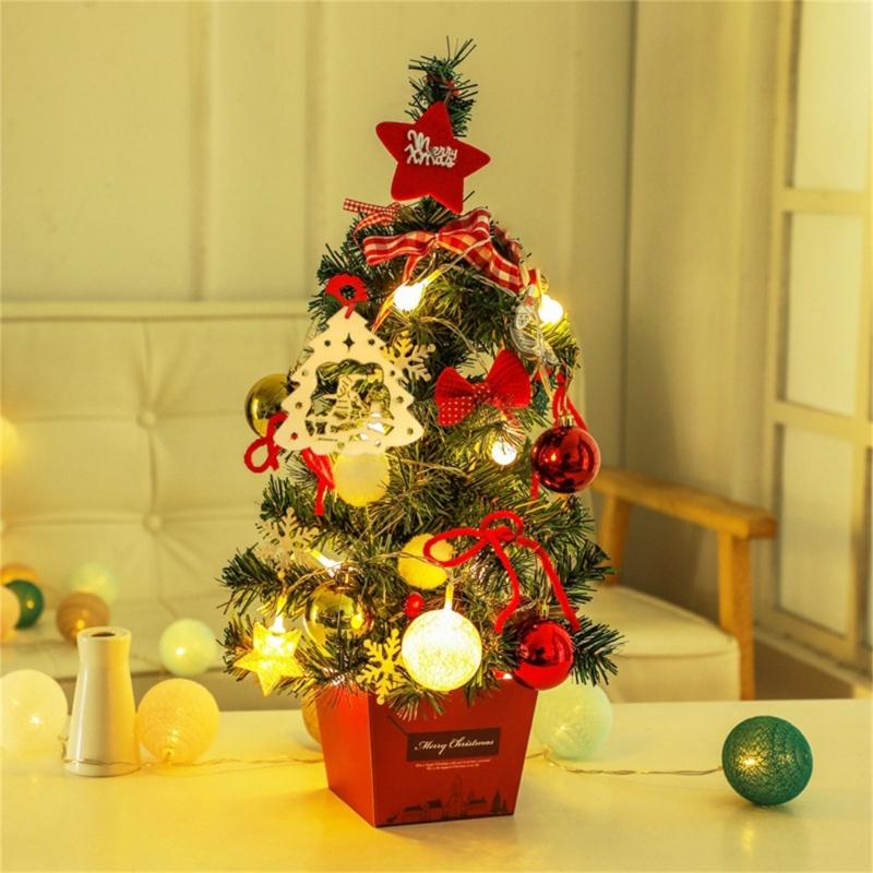 1Pcs Tabletop Christmas Tree with Bright LED Lights Home Decoration Accessories Stylish Holiday Present for Men Women