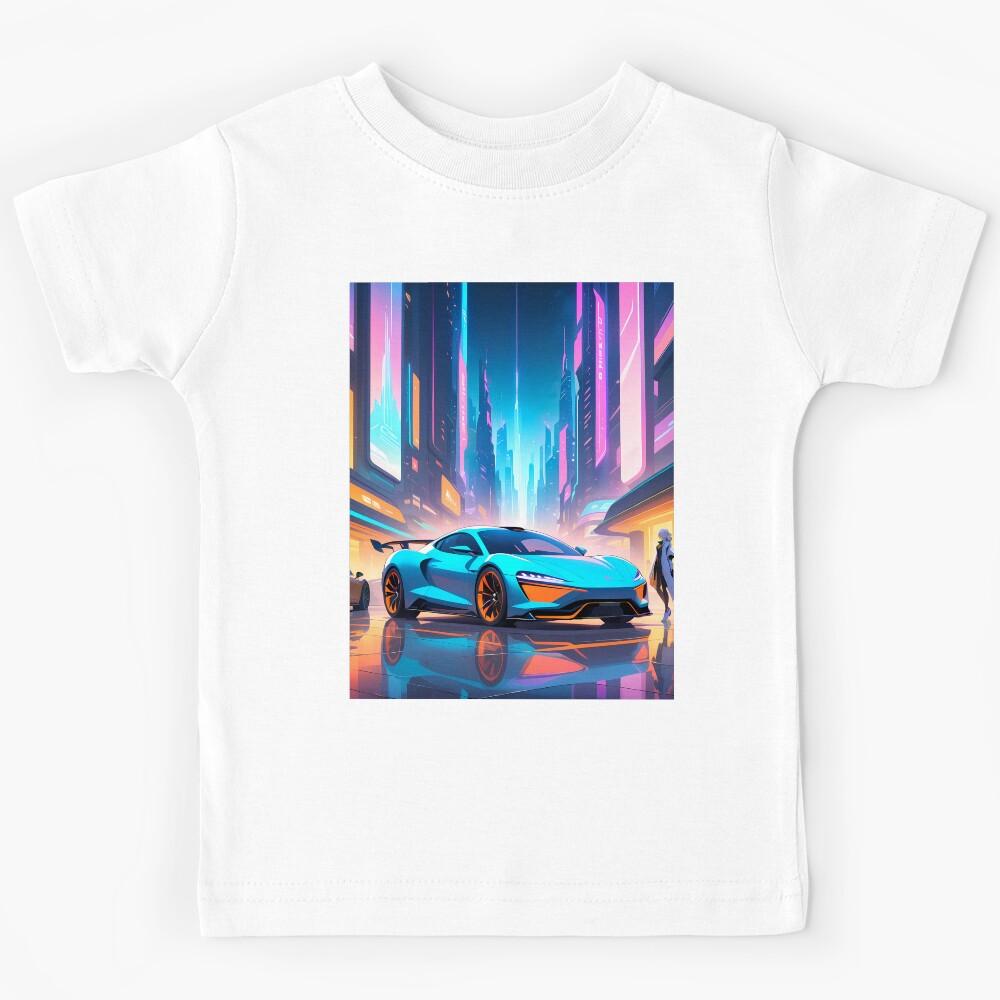 Car Anime Vibes Futuristic Vibrant Scenes Dynamic Elements Kids T-Shirt 100