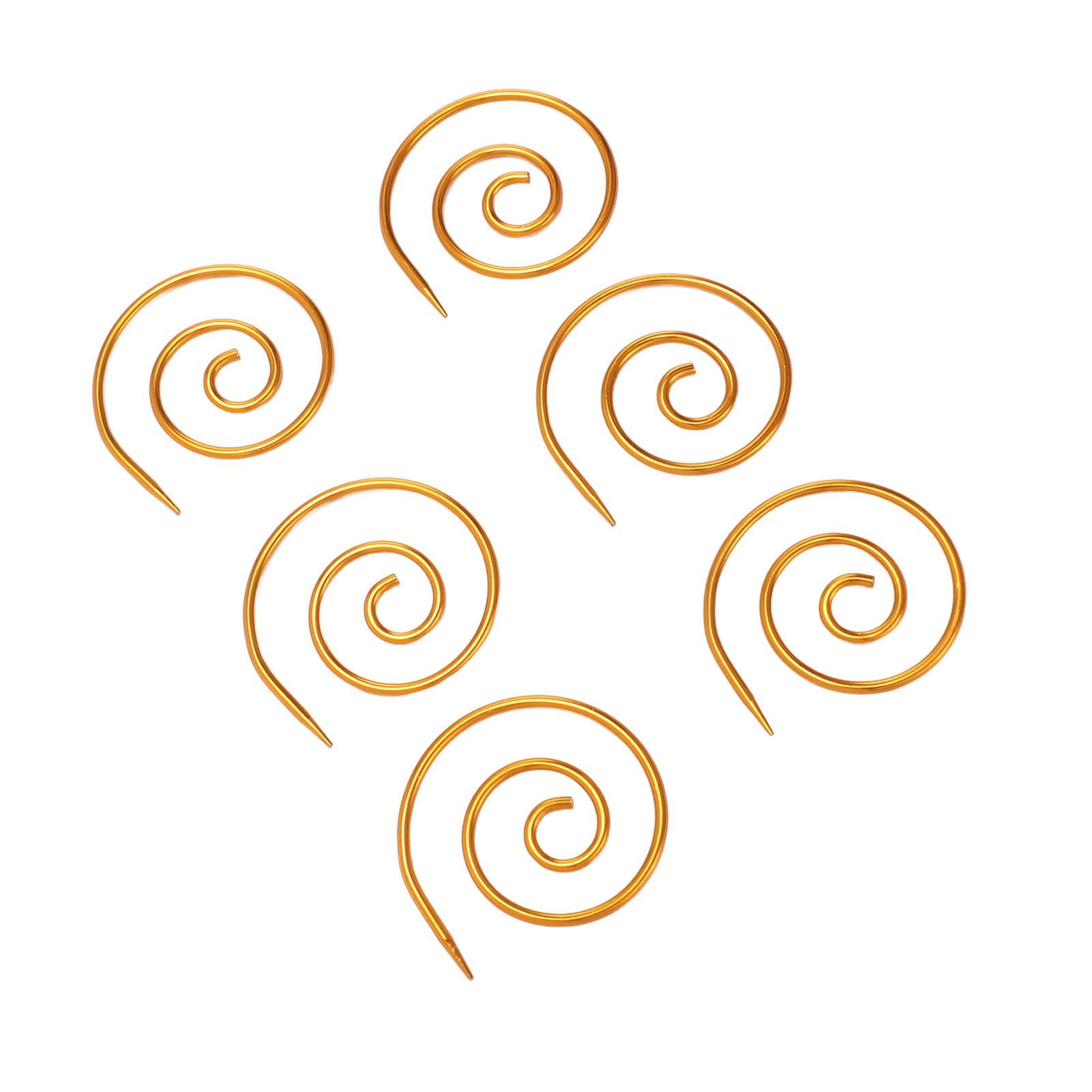 

6Pcs Spiral Cable Knitting Needle Multifunction Metal Circular Knitting Needle Cable Needle Shawl Pin for Yarn Sewing золотой