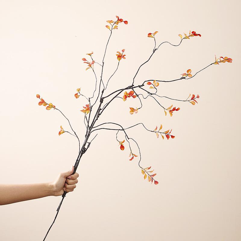 7-Head Persimmon Branch Ikebana Ornament: Artificial Ruyi Persimmon for Living Room or Dried Flower Display