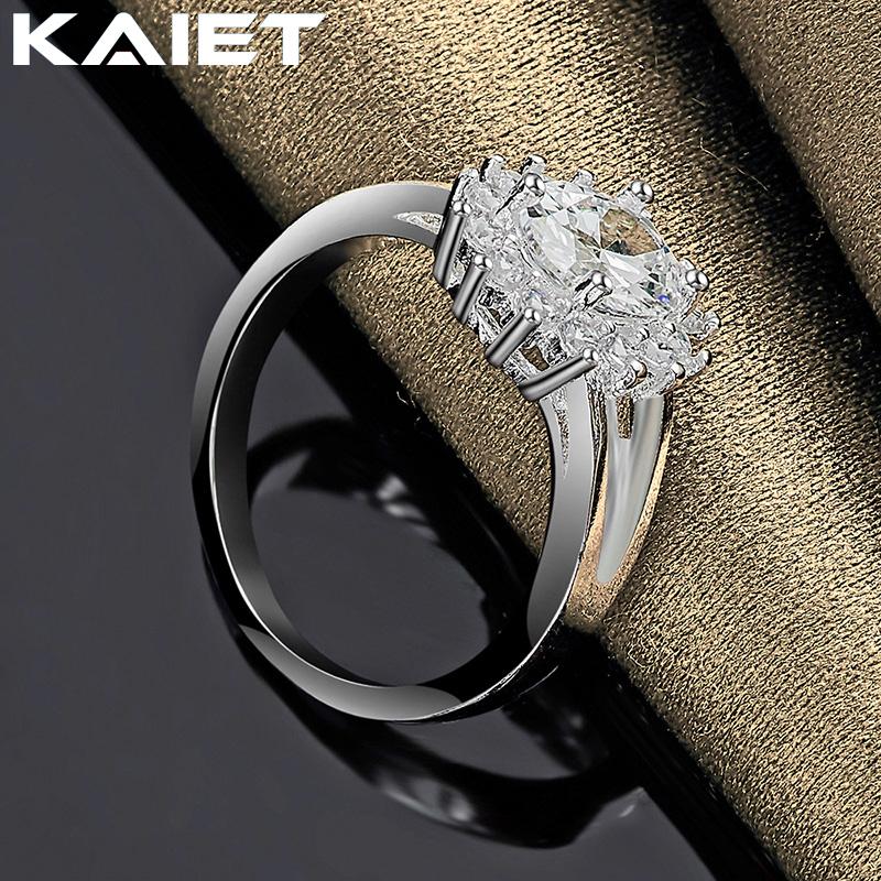 925 Silver Flower Shiny Crystal 7-10 Ring Charm Accessories For Women Jewelry