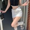 Trendy Spicy Girl High-Waist A-Line White Denim Midi Skirt