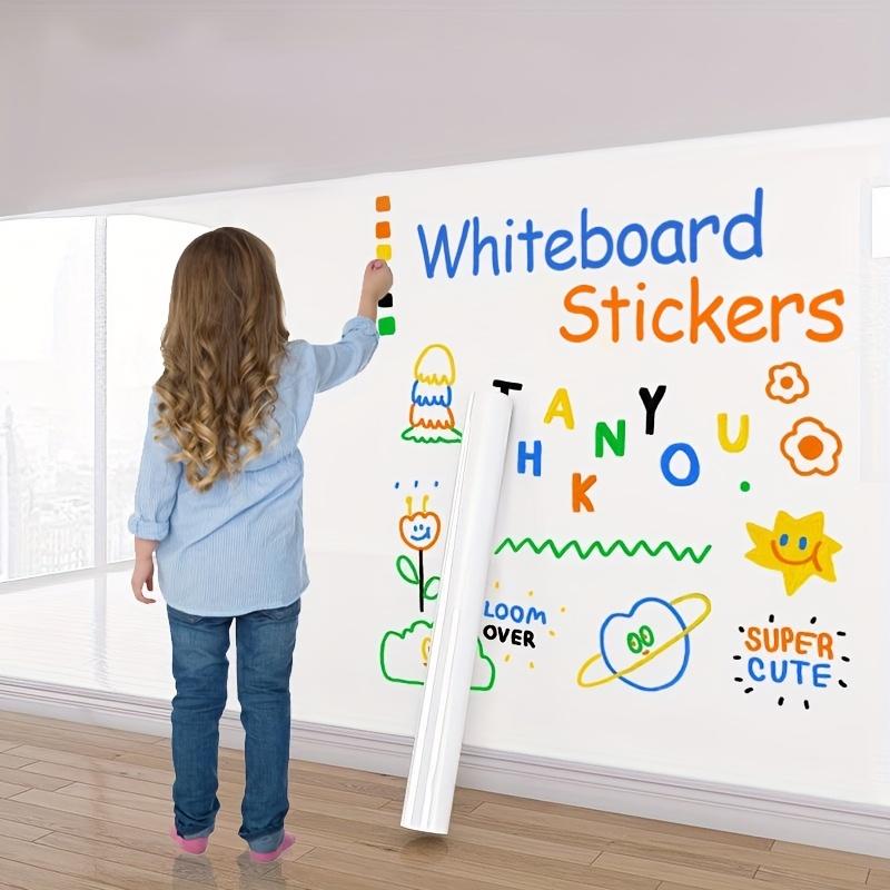 1 Pc Self Adhesive Dry Erase Whiteboard Wall Paper with 3 Markers, Washable Peel and Stick for School Office Home, 45cm X 100cm