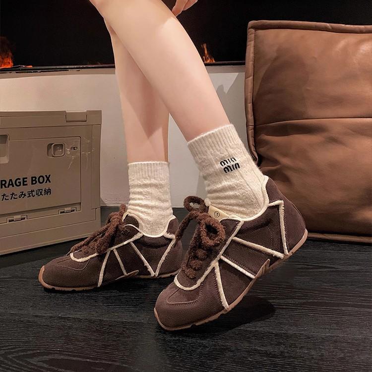 Retro casual fluffy shoes velvet German training shoes women's 2025 autumn and winter new Merad Forrest shoes thermal cotton shoes