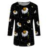 Women’s Casual Floral Print Three Quarter Sleeve Crew Neck Loose Fit Pullover Top for Daily Wear Spring Summer Autumn