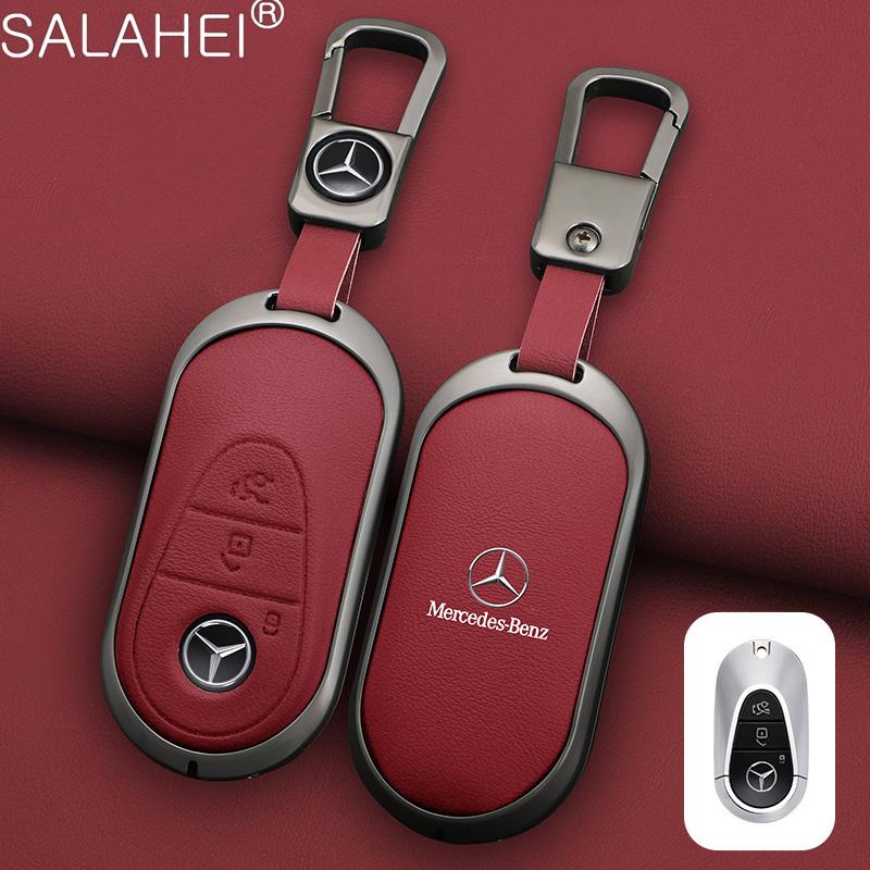 CRX1 Leather Car Key Case Cover Keychain For Mercedes Benz W205 W213 X253 W222 W206 W223 X254 EQE EQS A C E S GLC EQ Series 2015-2026
