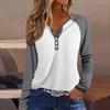 Dámské tričko Color Block Knoflíky Dlouhý rukáv Denní Víkendová Móda Základní Výstřih do V Běžný Top