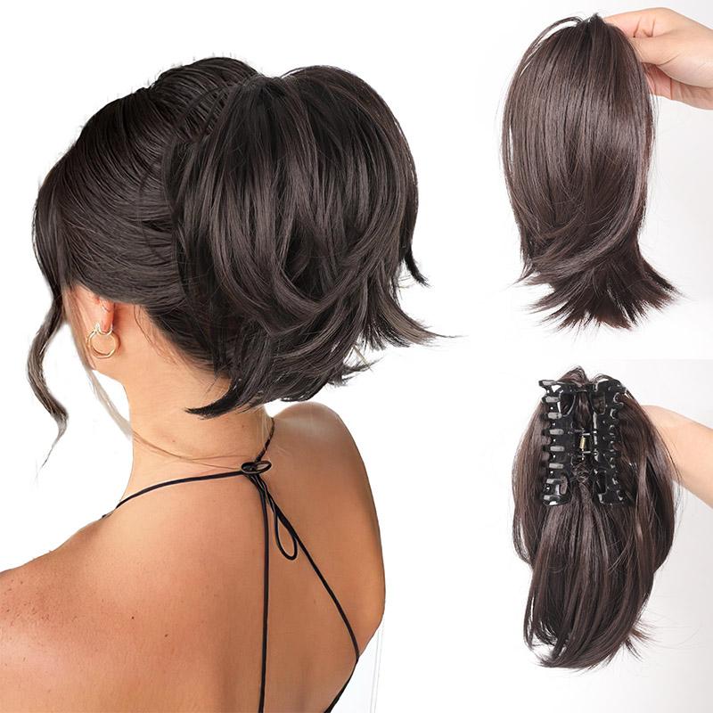 

Синтетический клип, прямые волосы, круг, конский хвост, парик для женщин, конский хвост, короткие вьющиеся волосы, наращивание хвоста. Доступны различные цвета.