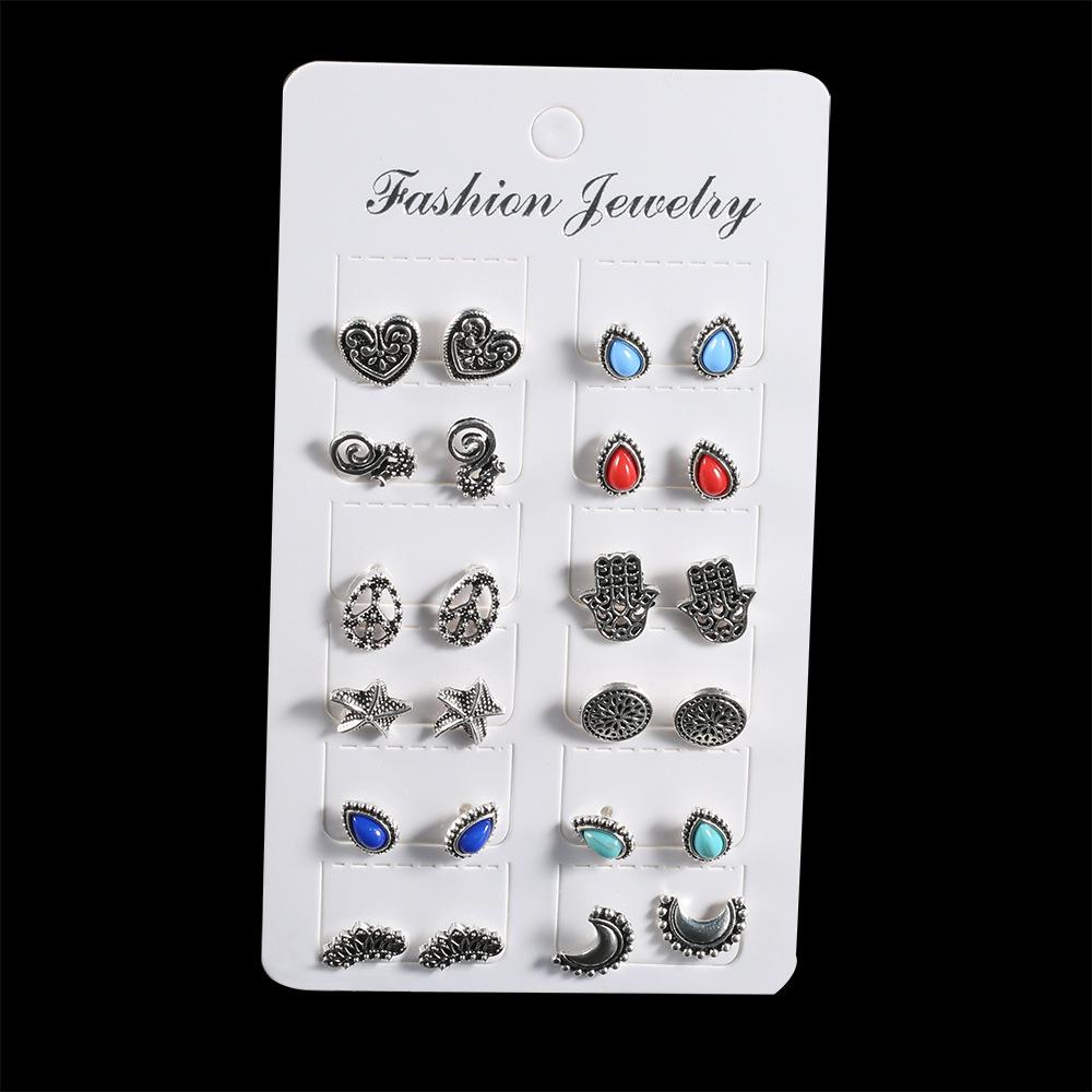 Bohemian Turquoise Gemstone Earrings – Set of 5 Pairs