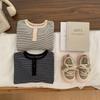 Kids' 2025 Korean-Style Striped Long-Sleeve T-shirt - Boys & Girls, Autumn Collection C0209
