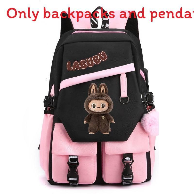 

Capacity Large Backpack With Letter Print Design And Usb For Teens Pink 3