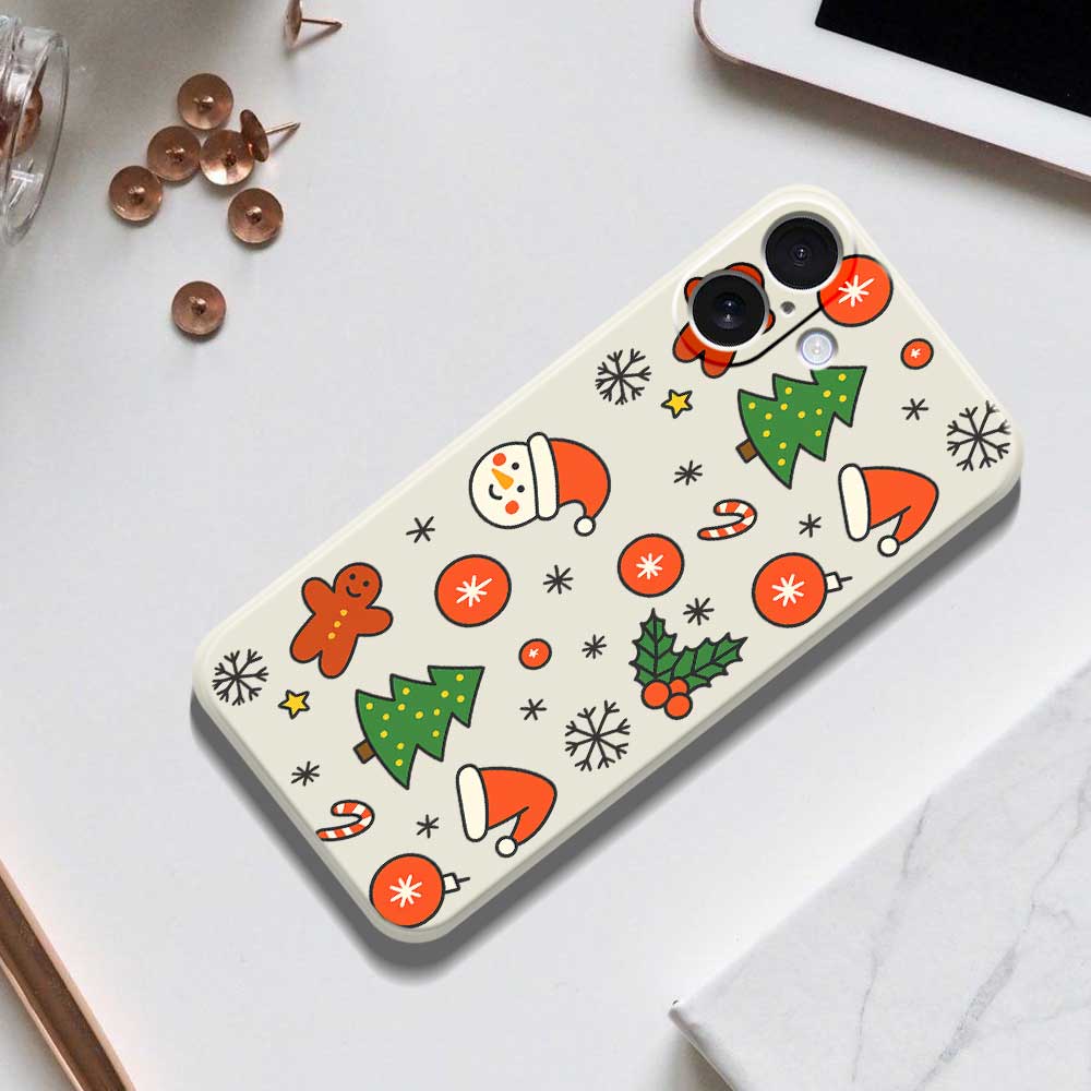 For iPhone 17 Case Lovely Christmas Pattern Printing Straight Edge TPU Phone Back Cover