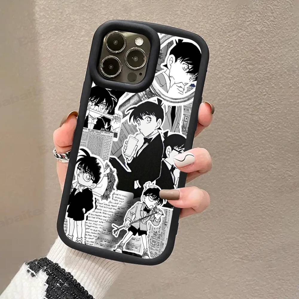 Detective Conan CARTOON For IPhone 17 Pro Max 16 15 14 13 12 11 Plus Black Soft Phone Cover