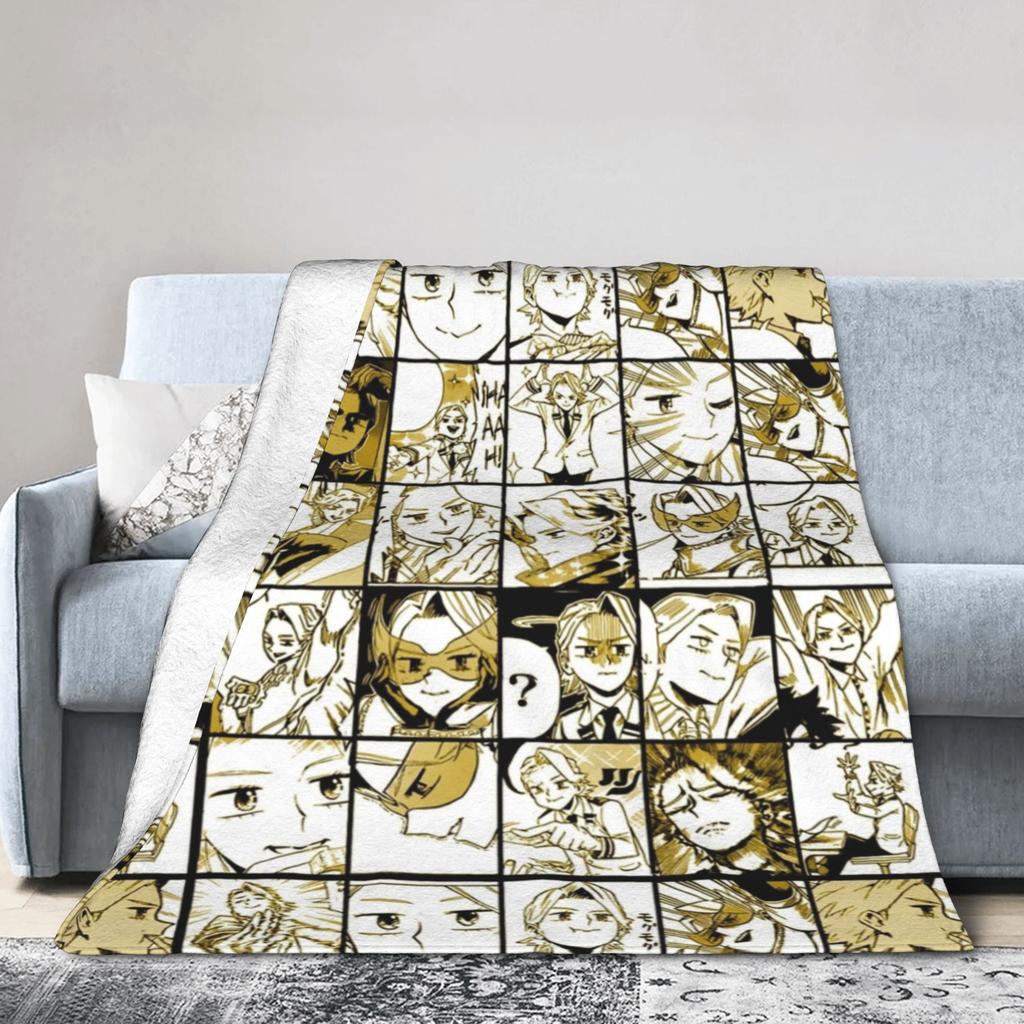 Uraraka Ochako Collage Knitted Blankets Academy Anime Manga Throw Blankets Summer Air Conditioning Ultra-Soft Warm Bedspreads