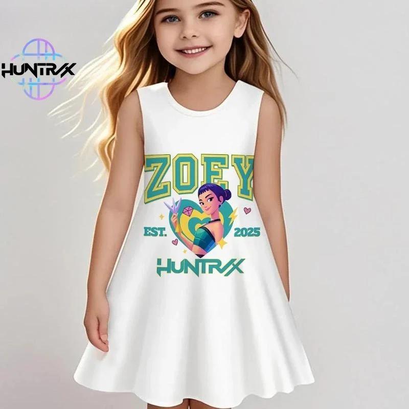 Kpop Demon Hunters Kids Dress Summer Girls Anime Cartoon Print Beach Dress Casual Sleepwear