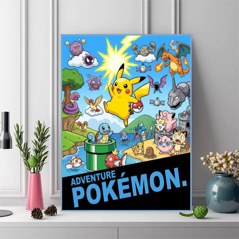 Pokemon Island Adventure Set Pattern 3pcs 100% Round Full Drill 5D DIY Diamond Painting Embroidery Cross Stitch Rhinestone Décor