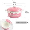 Cute Embossed Ceramic Double-Ear Bowl with Lid
