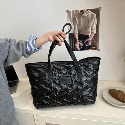 Large Capacity Down Jacket Bag for Women, 2026 New Embroidered Thread Handbag, Relaxed and Fashiable Tote Bags