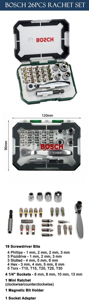 BOSCH 2607017322 Ratchet Screwdriver Bit 26 Pieces (Bosch) Set,