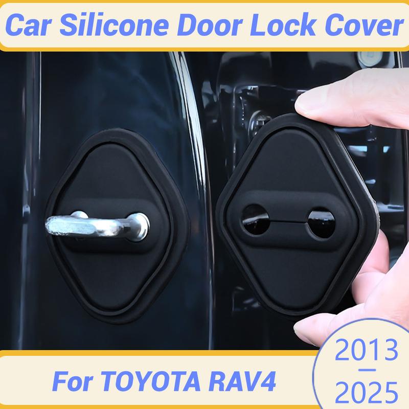 For TOYOTA RAV4 2013-2025 Silicone Car Door Lock Buckle Protection Cover Elastic Anti-Collision Shock Absorbing Pad Cushion